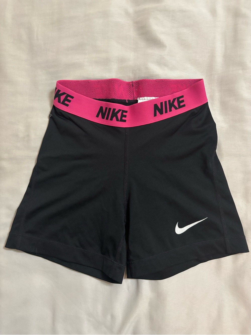 Nike Black Bike Shorts with Pink Branded Waistband
